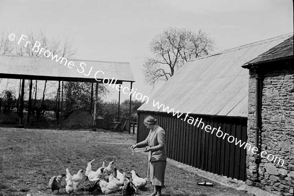 MISS BROPHY WITH CHICKENS